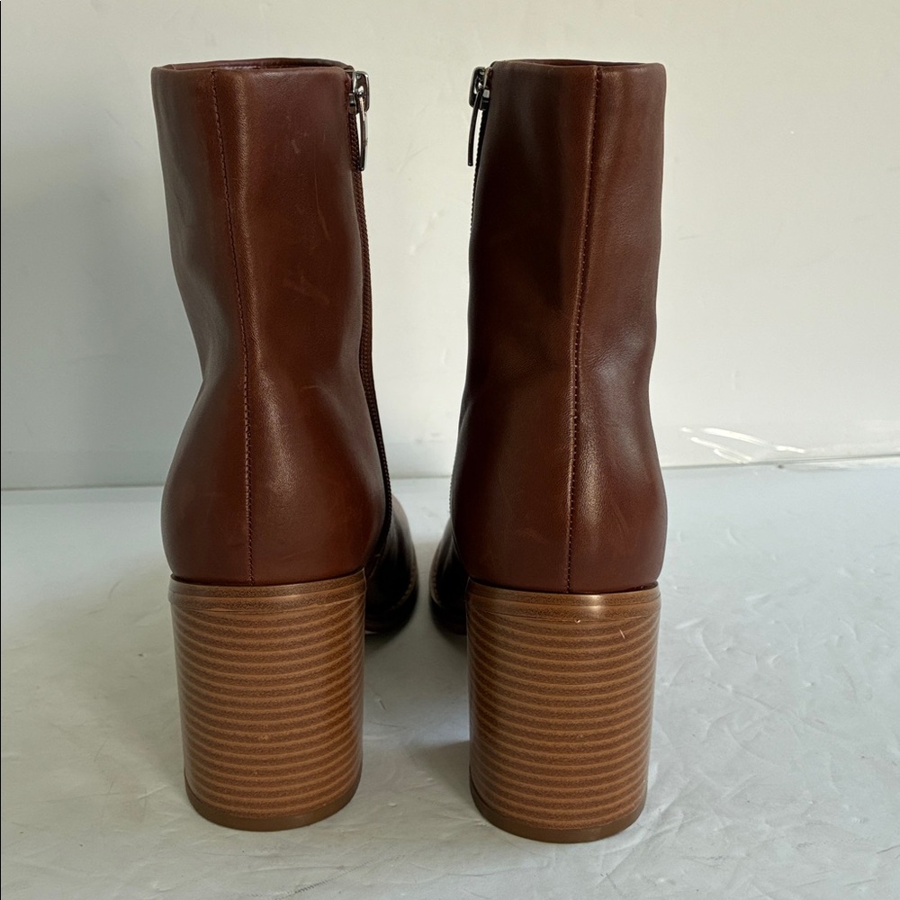 Marc Fisher Lianna Women's Brown Leather Block Heel Ankle Boots Size 9.5 NEW - Picture 8 of 10